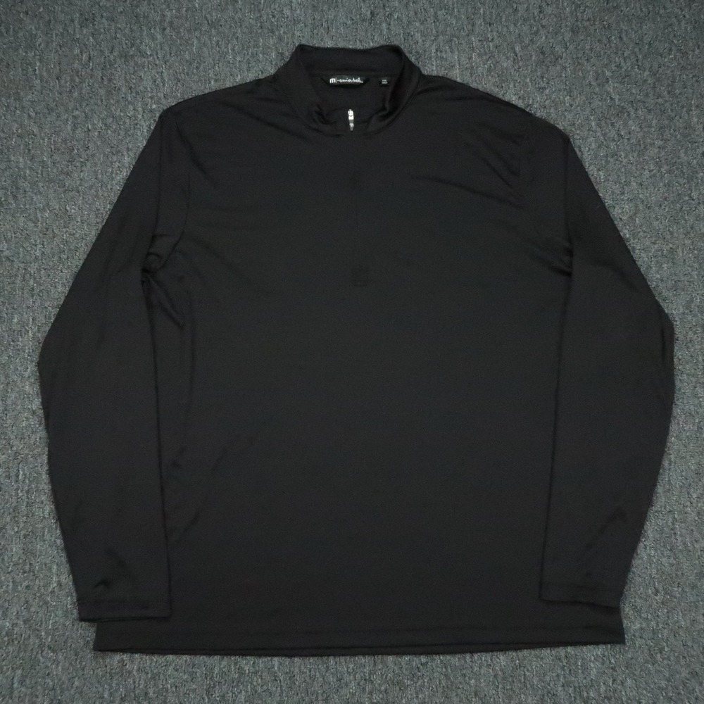 Travis Mathew Pullover Men 3XL Black Coto Performance Quarter Zip Mock Neck Golf